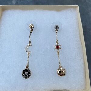 MMA 18k-gold plated Celestial Dangle/Drop Earrings w multicolor stones